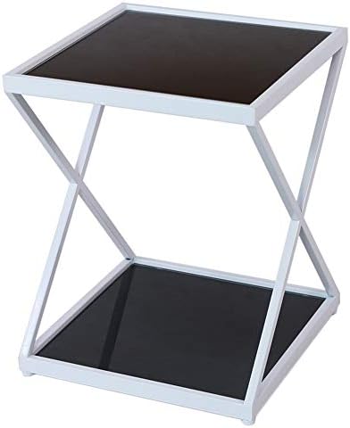Telephone Table, 2 Tier Tempered Glass Sofa Side Table Living Room Iron Art C...