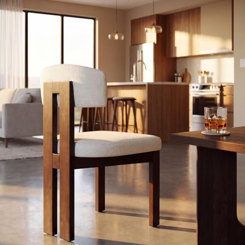 COLAMY Upholstered Dining Chairs Set of 4, Solid Wood Wobble-Free Modern Kitc...