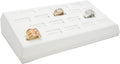 Novel Box 18-Slot White Leatherette Rings/Earrings/Cufflinks Holder Tray 8.25x4.5x1.75 Inches - Ring Holder Organizer for Selling or Personal Use - Jewelry Display Trays for Special Occasions