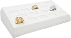 Novel Box 18-Slot White Leatherette Rings/Earrings/Cufflinks Holder Tray 8.25x4.5x1.75 Inches - Ring Holder Organizer for Selling or Personal Use - Jewelry Display Trays for Special Occasions