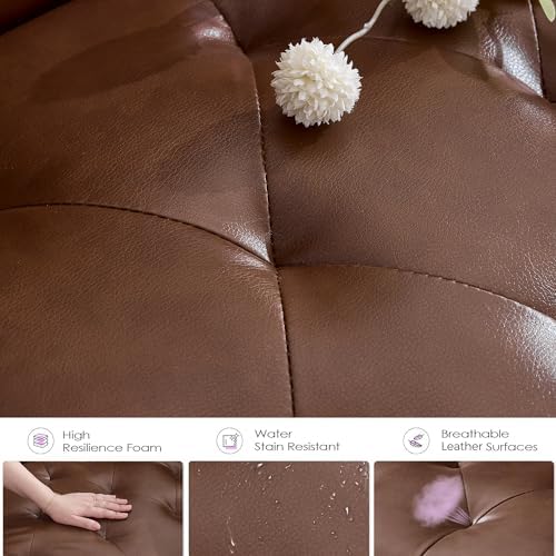 62'' Leather Loveseat Sofa Set with Chairs, 3-Piece Living Room Furni...