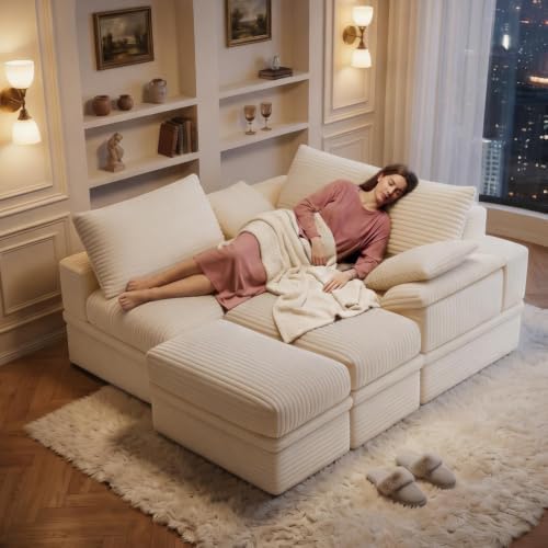 107" Modular Sectional Sofa Couch with Storage,U-Shape 3 Seat Comfy Mode...