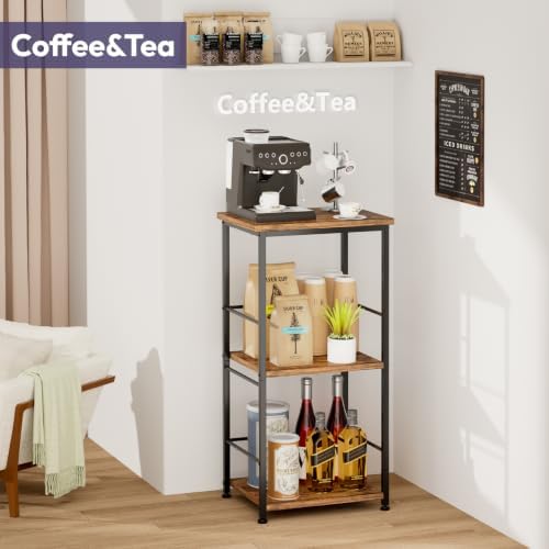 SWTYMIKI Coffee Bar Cabinet for Home - 3-Tier Sturdy Farmhouse Coffee Stand S...