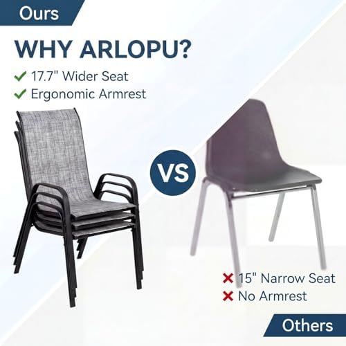 Arlopu 5 Pieces Outdoor Patio Dining Set, Glass Table and Textilene Chair