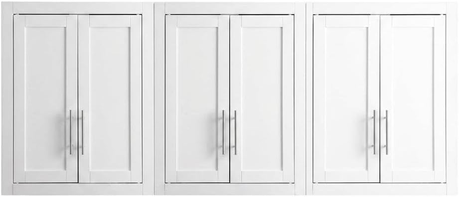 Furnifact White 3-Piece Wall Kitchen Cabinet Set, MDF Birch Veneer, Floating ...