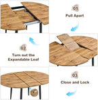 FURNITO Wood Dining Table Set for 6, 42"-54" Round to Oval Extendable Table with 6 Chairs, Space-Saving Contemporary Dining Room Tanble Set for Small Apartments or Kitchens, Easy Assembly