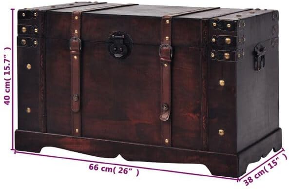 Wood Storage Box Chest Vintage Treasure Trunk Cabinet Collection with a Latch...