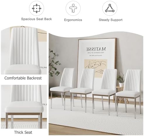 Modern Dining Chairs Set of 6,Dining Room Chairs Set of 6 with PU Leather and...