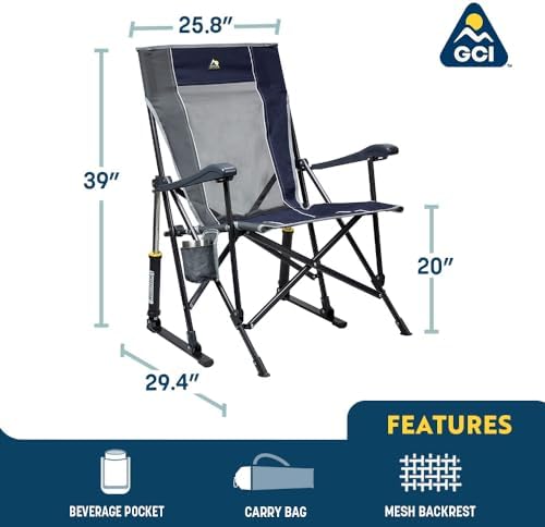 GCI Outdoor Roadtrip Rocker Camping Chair | Portable, Folding Rocking Chair w...