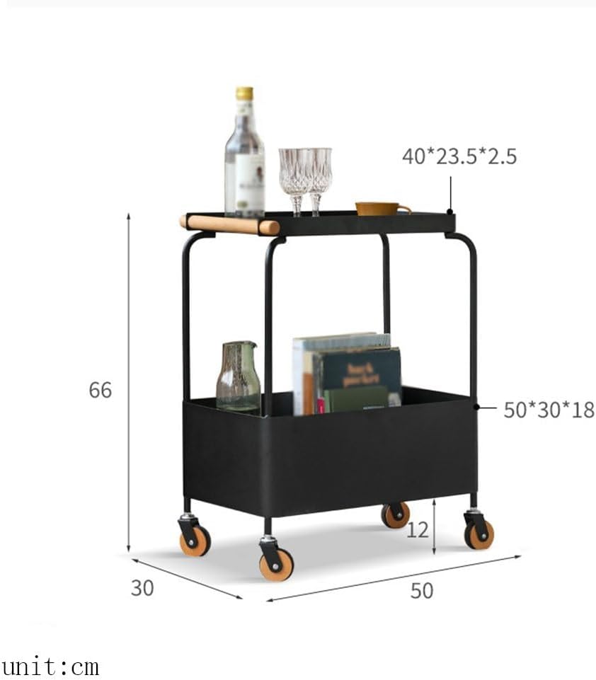 Coffee Table Living Room Small Trolley Wheeled Storage Rack Movable Sofa Side...
