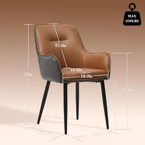 TUKAILAi Dining Chairs Set of 2, Faux Leather Dining Chairs with Arms, Uphols...