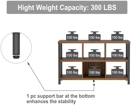 FOLUBAN 6 Cube Storage Organizer Bookshelf, Industrial Horizontal Low Cubby B...