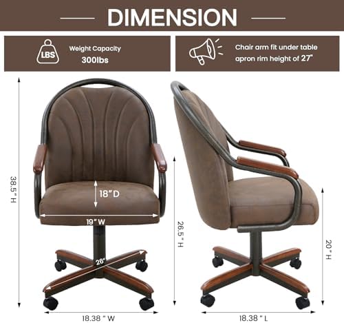 Chromcraft Douglas 4pc Swivel Kitchen Dining Chair - Fabric Mocha-Walnut | Pr...