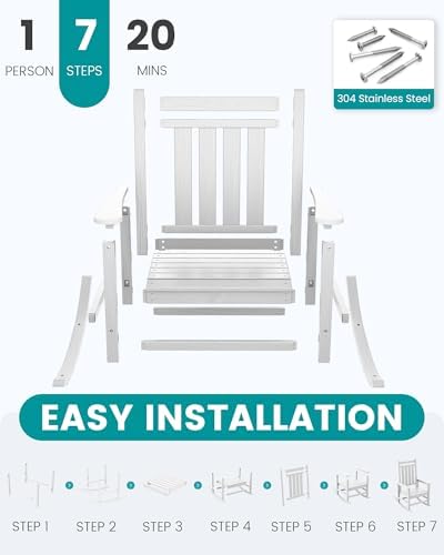 SERWALL Outdoor Rocking Chair Set of 2, Adult HDPE Rocking Chair, White | 21....