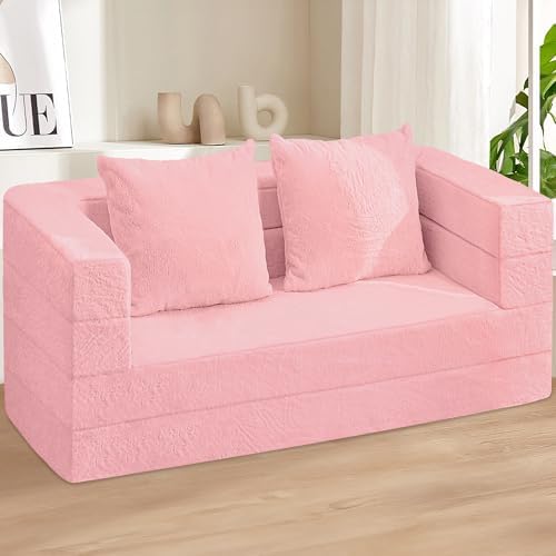 Futon Sofa Bed with Pillow, 3-in-1 Sleeper Sofa Bed with Removable Cover | Co...