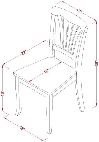 East West Furniture DLAV5-SBR-W 5 Piece Kitchen Table & Chairs Set Includ...