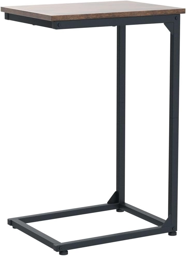 AMHANCIBLE C Shaped End Table Set of 2, Couch Side Table that Slide Under Sof...
