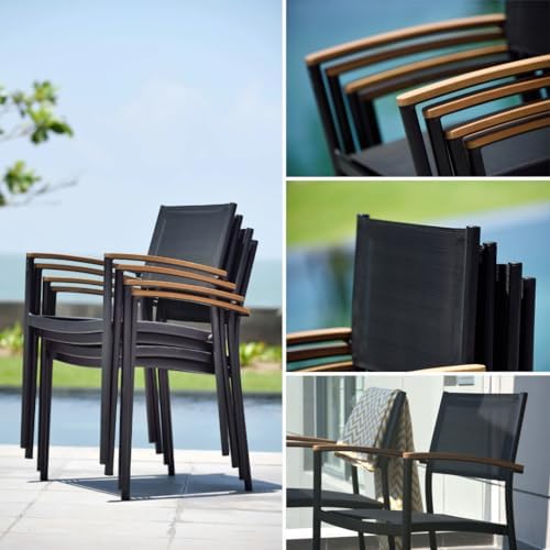 Amazonia Trentino 9 Piece Extendable Patio Dining Set | Teak Finish Table and...