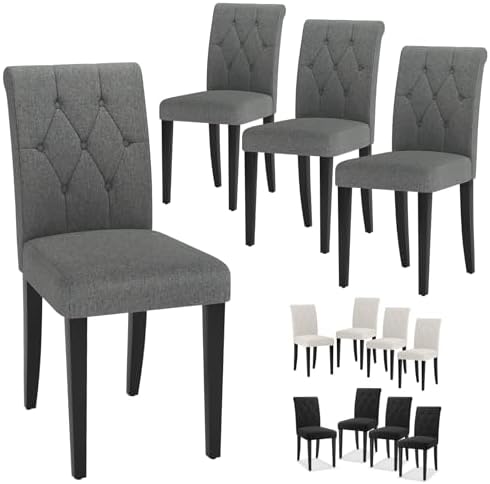 Welzona Upholstered Dining Chairs Set of 4, Button Tufted Parsons Dining Chai...