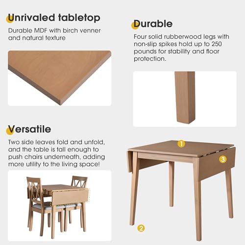 Merax Wooden 29"- 45" Folding Kitchen Table with Drop Leaf for Livi...