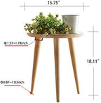 WoodShine Side Table Small Round Solid Wood Sofa End Tables Accent Nesting Coffee Table Natural(H:18.11inch)