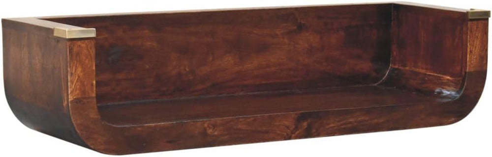 Solid Wood Indira California Walnut Floating Console Table, Open Shelf, Dark ...