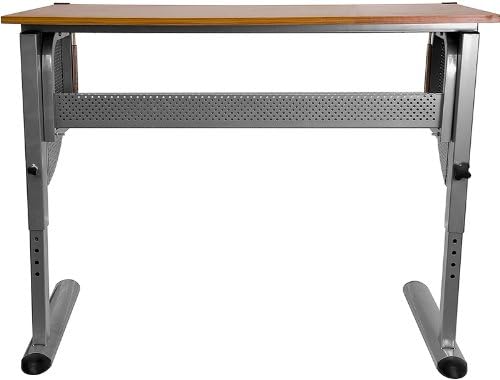 EMMA + OLIVER Adjustable Drawing and Drafting Table with Pewter Frame | Adjus...