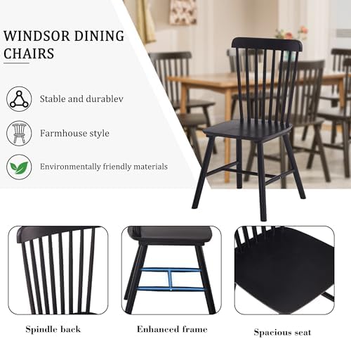 Dining Chairs Set of 8, Farmhouse Solid Wood Windsor Kitchen Chairs Set with ...