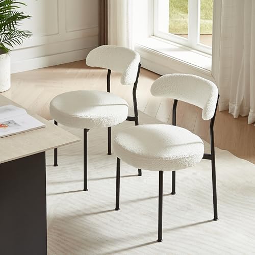 SoarFlash Dining Chairs, Beige Boucle Dining Chairs Set of 4, Kitchen Dining ...