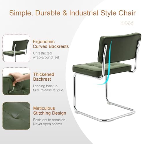 Zesthouse Faux Leather Dining Chairs Set of 6, Industrial Metal Chairs with S...
