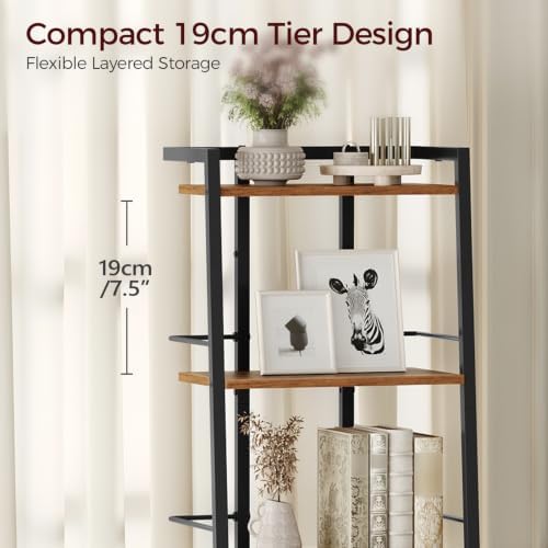 MAHANCRIS 5-Tier Book Shelf, Ladder Shelf, Bookcase, Ladder Shelving Unit