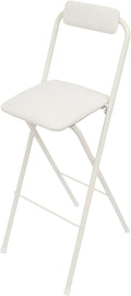 Folding Bar Stool with Backrest,Tall Folding Chair 29.5 Inch Tall Bar Chairs Collapsible Stool Portable Chairs for Kitchen Shop Cafe (1, White)
