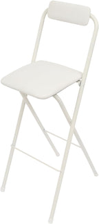 Folding Bar Stool with Backrest,Tall Folding Chair 29.5 Inch Tall Bar Chairs Collapsible Stool Portable Chairs for Kitchen Shop Cafe (1, White)