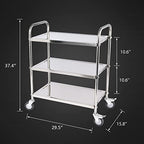 3 Shelf Stainless Steel Cart, 420 lbs, 1MM Thick, Serving With Wheels, Household Service Trolley, 360 Rotation Storage Shelf With Locking Wheels (29.5*15.8*37.4)'' Utility