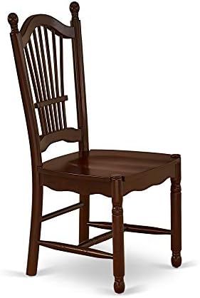 East West Furniture DOC-MAH-W Dover Kitchen Dining Chairs - Slat Back Wood Se...