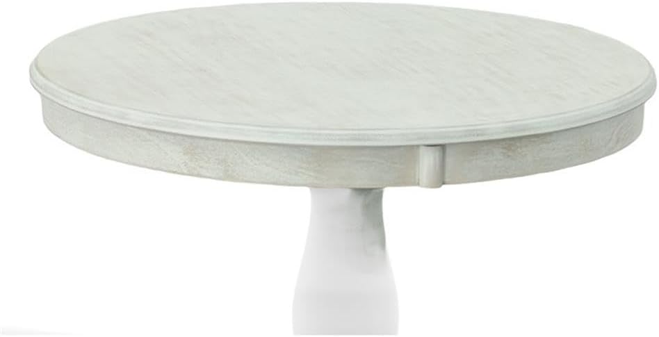 Pemberly Row Modern 30" Round Pedestal Dining Table, Whitewash Finish, M...