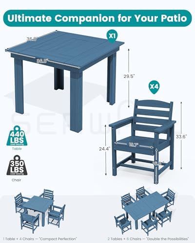 SERWALL HDPE Outdoor Square Dining Set for 4