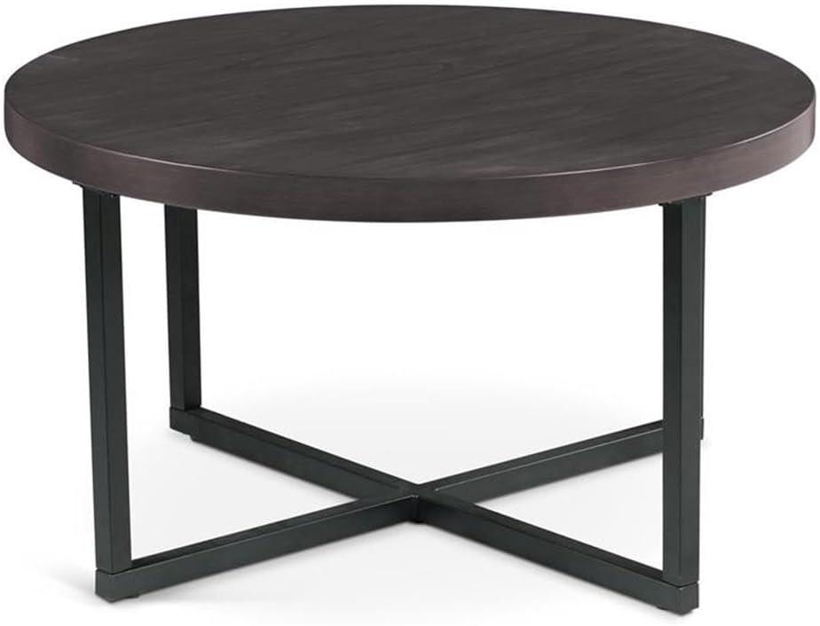 Pemberly Row Transitional Coffee Table Set, Round Table with Black Metal Base...