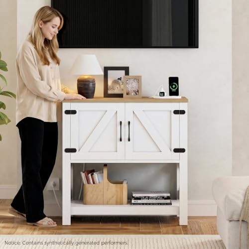 IRONCK Console Table with Storage Cabinet, 32" Entryway Table with Outle...