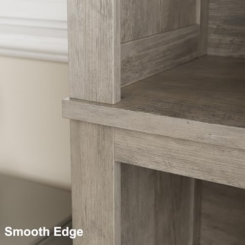71" Farmhouse Bookcase, 5-Tier Tall Bookshelf with Adjustable Shelves
