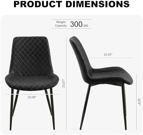 PU Leather Dining Chairs Set of 4, Modern Armless Dining Room Chairs, Comfy U...