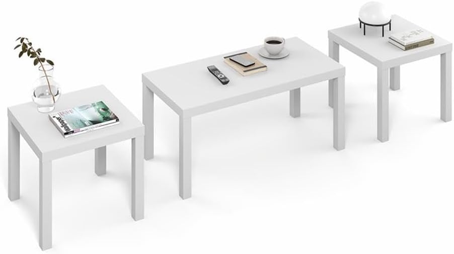 Pemberly Row 3-Piece Living Room Table Set, Includes Coffee Table & 2 Sid...