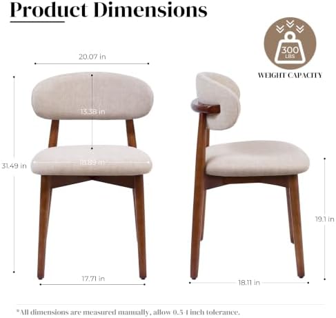 Dining Chairs Set of 4, Mid Century Modern Kitchen Chairs with Curve Back, Fa...