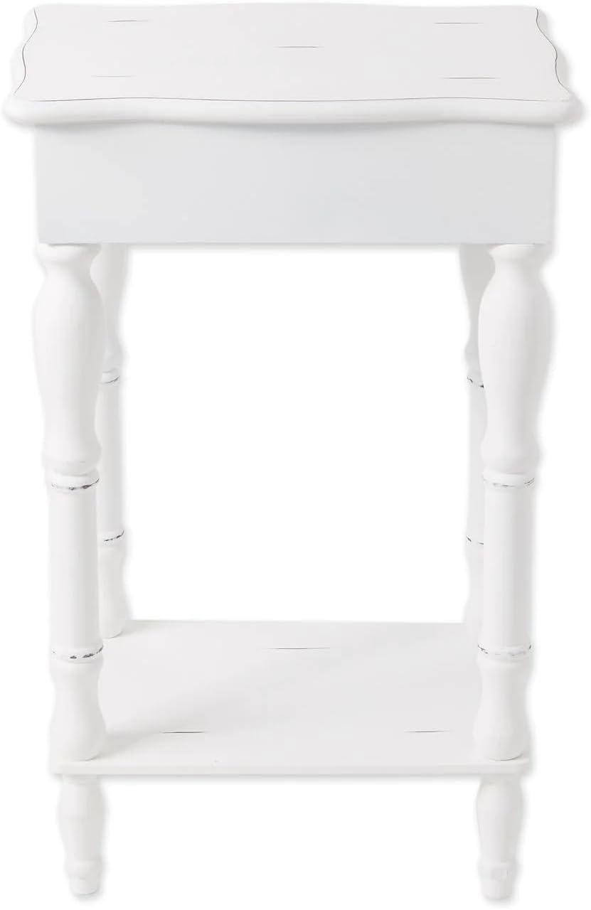 Accent Plus 34353 Carved White Side Table, Multicolor