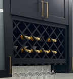 Solid Wood RTA Wine Bottle Rack Wall Cabinet with Lattice Panels Wine Storage for Bar, Pantry, Cellar, Countertop - Mocha (Charcoal Black, 36'W 12'D 18'H)