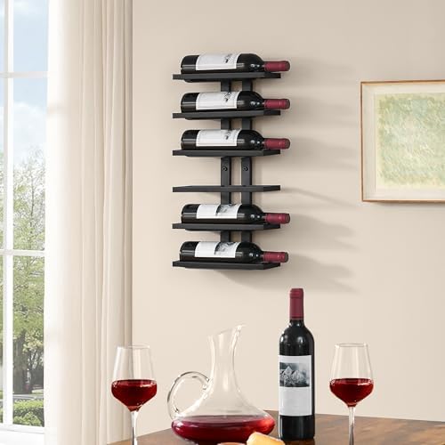 Hoctieon 6 Tier Wall Mount Wine Rack, Wall Racks for Wine Bottles Display and...
