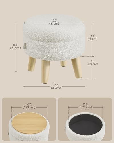 SONGMICS Storage Ottoman, Foot Stool, Foot Rest with Wood Legs | Small Table ...