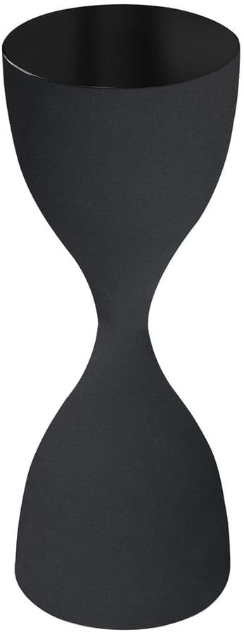 Hourglass Accent Table, Sandpaper Black Iron Base with High Gloss Black Top E...