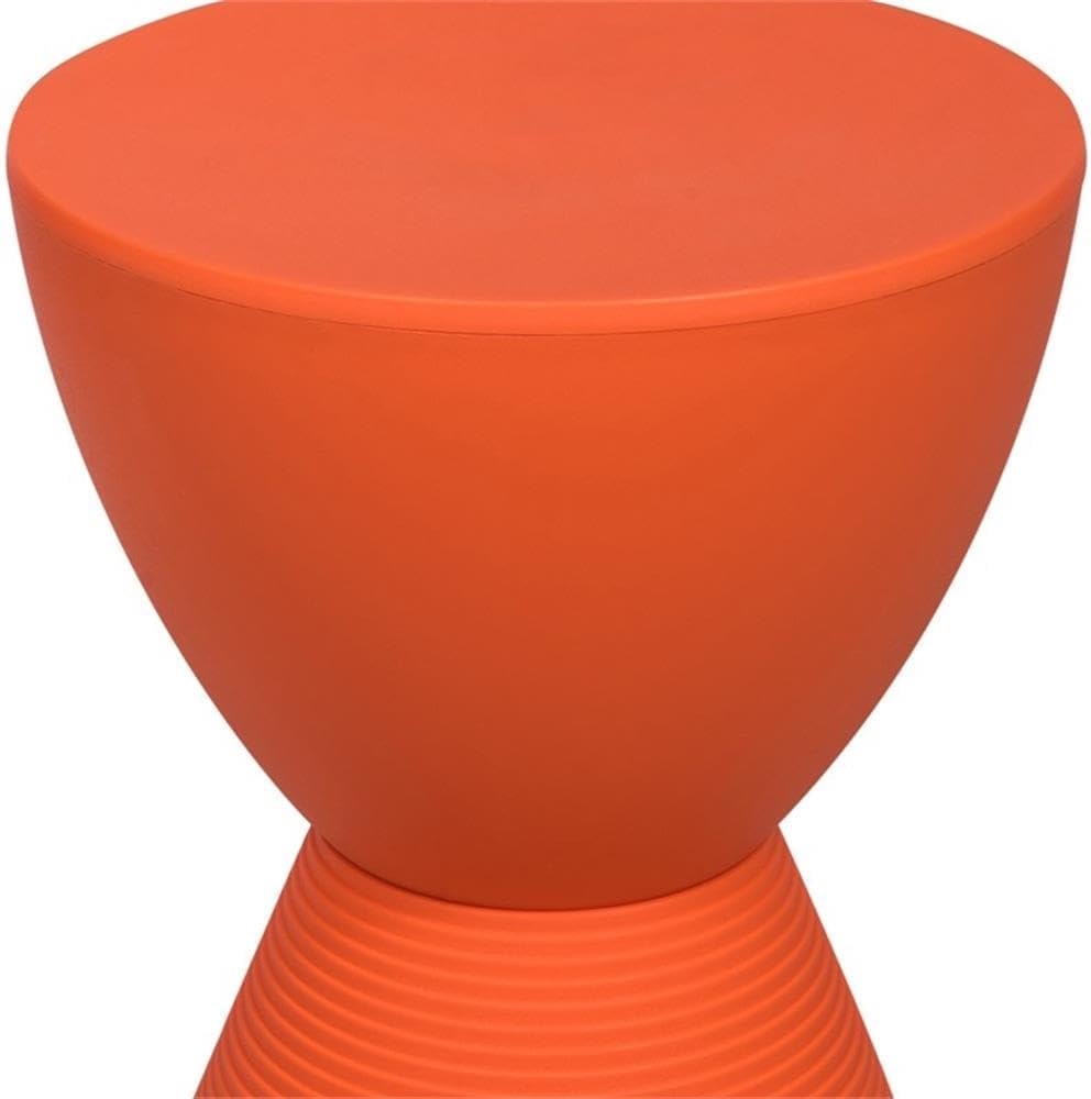 BOWERY HILL Contemporary Plastic Ribbed Round End Table, Hourglass Design wit...