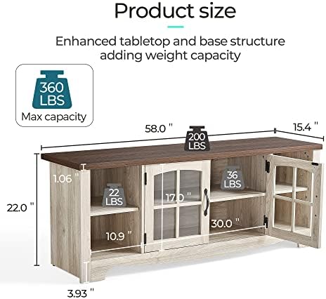 LINSY HOME Living Room Table Sets 4 Piece with TV Stand, Farmhouse TV Stand f...